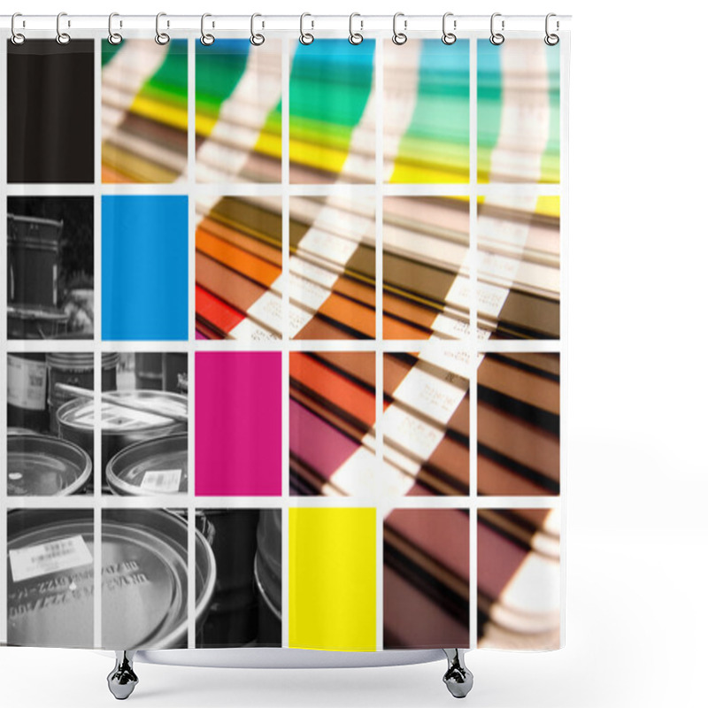 Personality  Cmyka Pantone Collage Shower Curtains