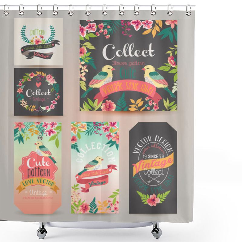 Personality  Greeting Card Romantic Labels With Flower Shower Curtains