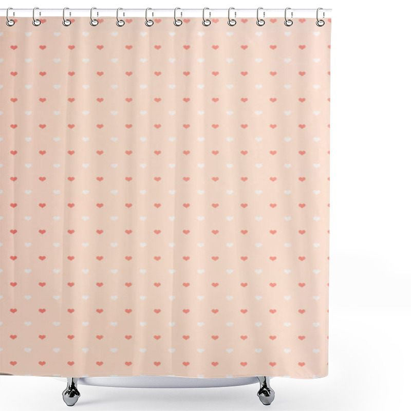 Personality  Collection Of Pink And White Hearts On Beige Shower Curtains