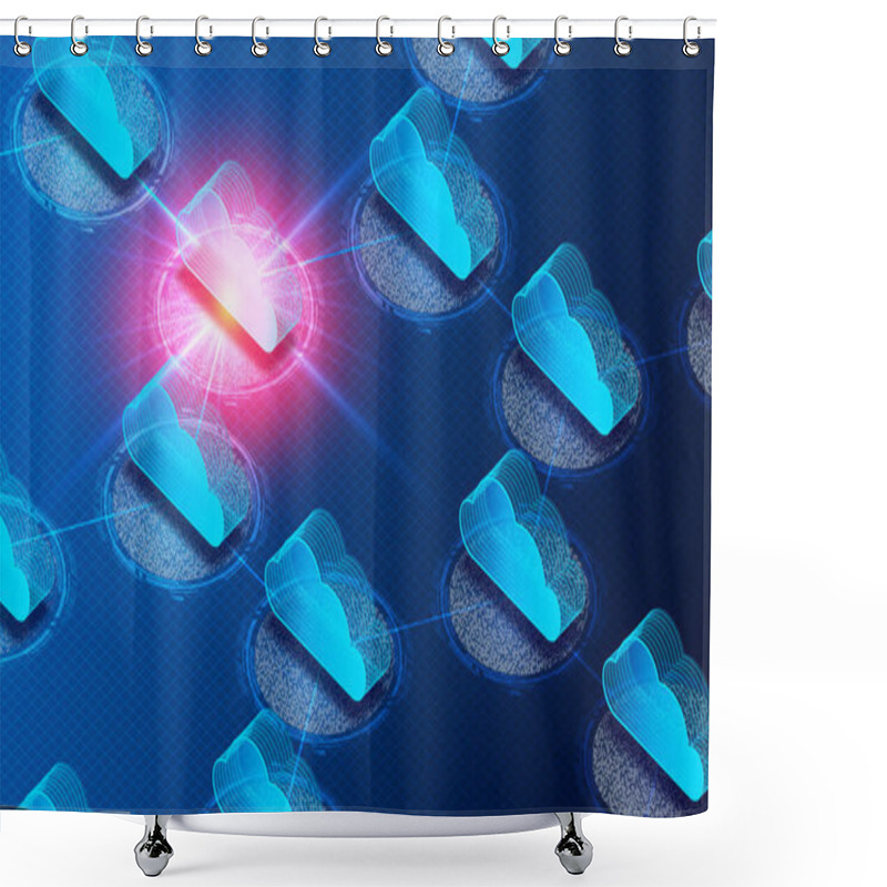 Personality  Cloud Networking And Coud-based Networking Concept - The Age Of The Hyperscalers - 3D Illustration Shower Curtains