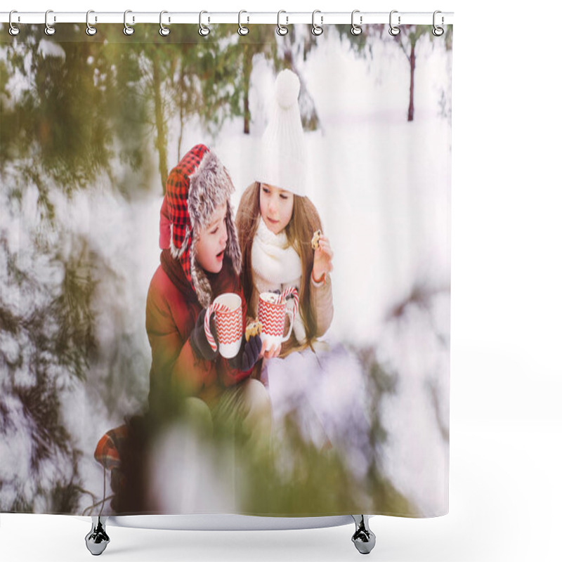 Personality  Real Feelings, Children's Love, Joy, Kids Drink Cocoa Shower Curtains