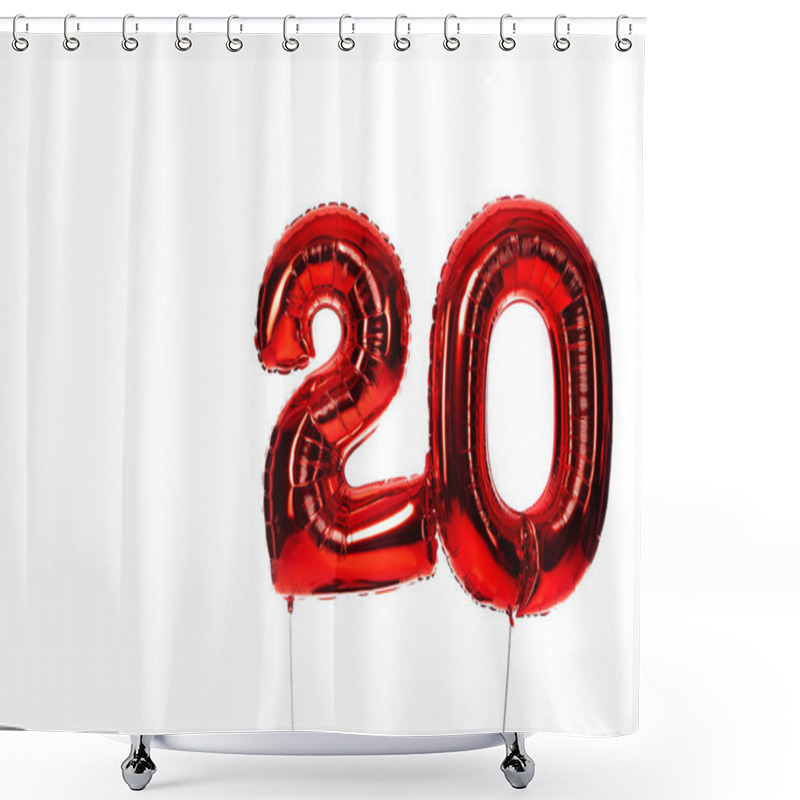 Personality  Number 20 Red Balloons Isolated On White Shower Curtains