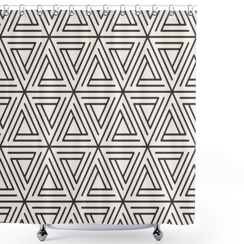 Personality  Vector Seamless Lines Pattern. Modern Stylish Triangle Shapes Texture. Repeating Geometric Tiles From Striped Element Shower Curtains