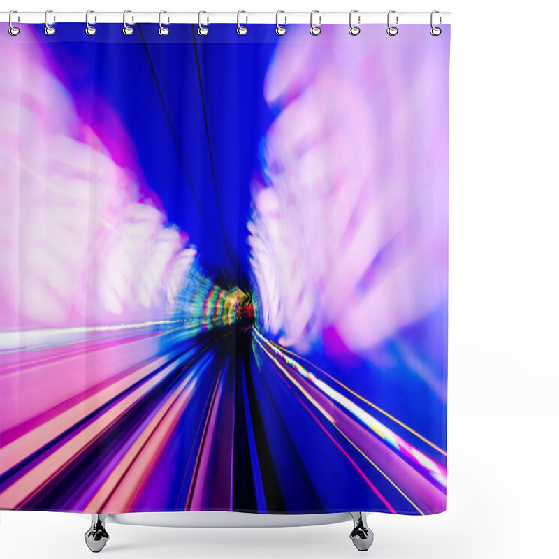 Personality  Train Moving In Tunnel -Abstract View Shower Curtains