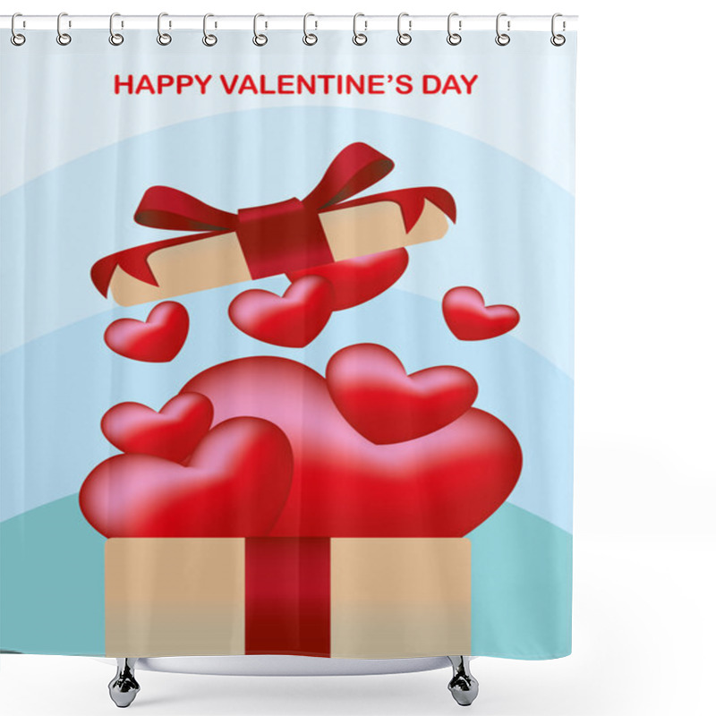 Personality  Open Gift Box With Flying Hearts Shower Curtains