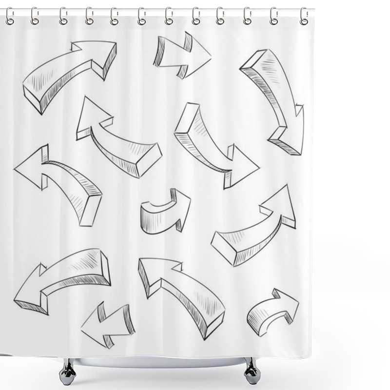 Personality  3D Arrow Sketchy Design Elements Set Shower Curtains