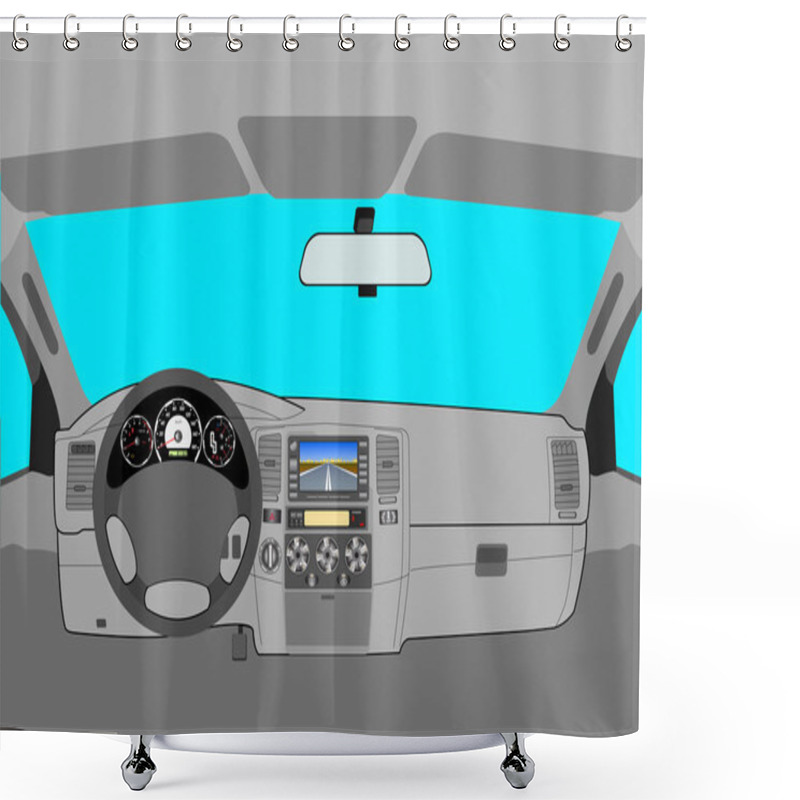 Personality  The Car Without A Driver On The Road. Shower Curtains