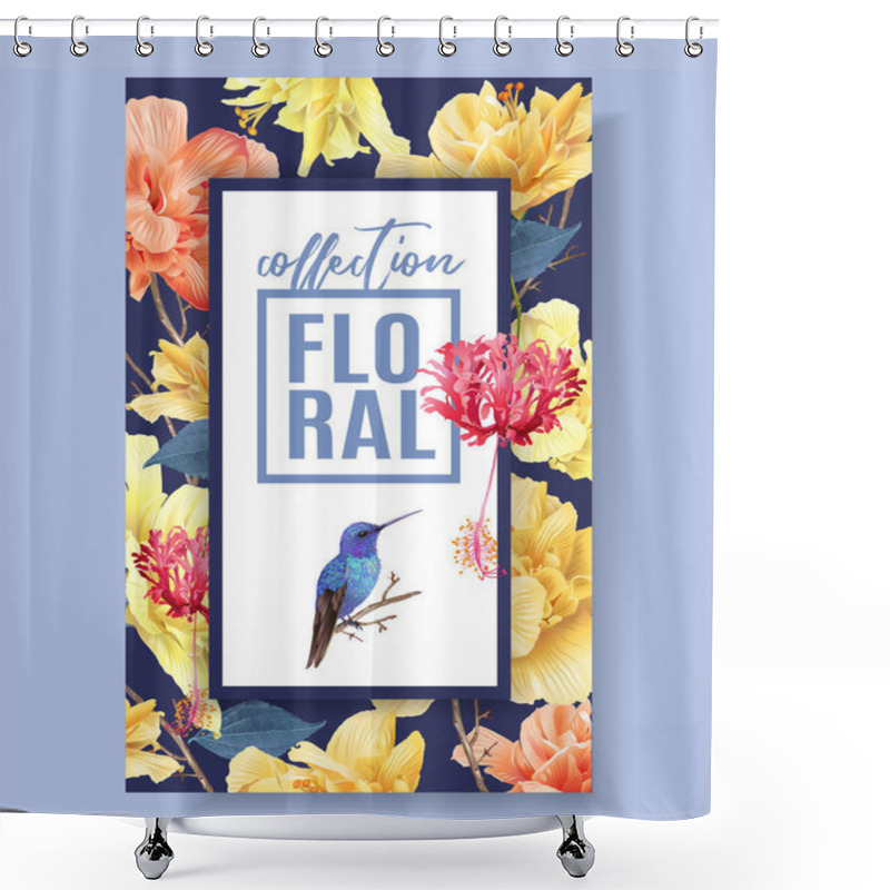 Personality  Tropic Floral Frame Shower Curtains