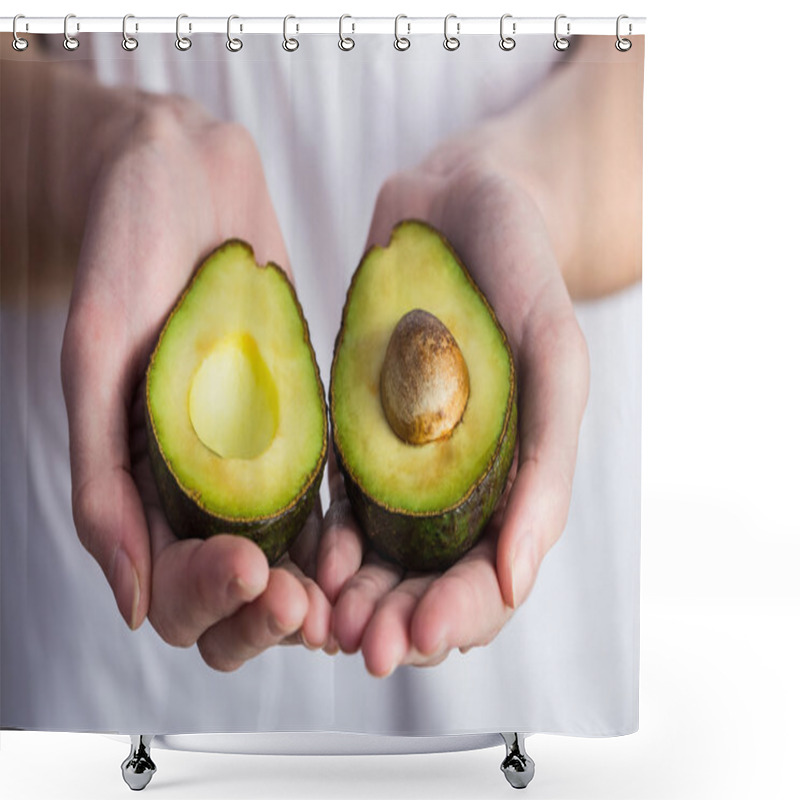 Personality  Woman Showing Fresh Avocado Shower Curtains