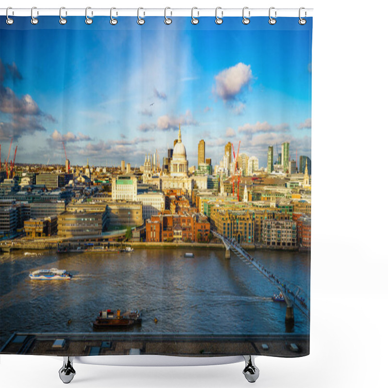 Personality  London Skyline With A View Of St Paul's Cathedral And Millennium Bridge Shower Curtains