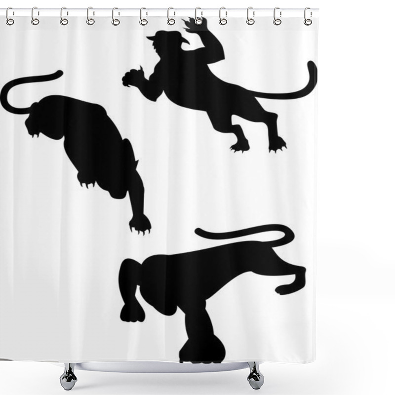 Personality  Wild Feline Silhouettes Shower Curtains