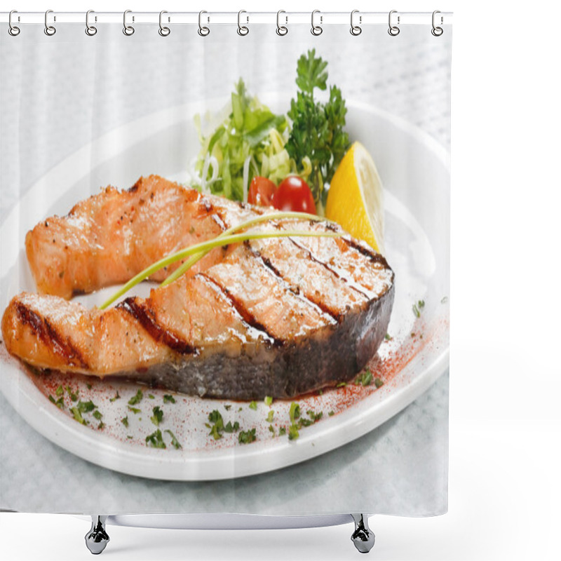 Personality  Salmon Steak Shower Curtains