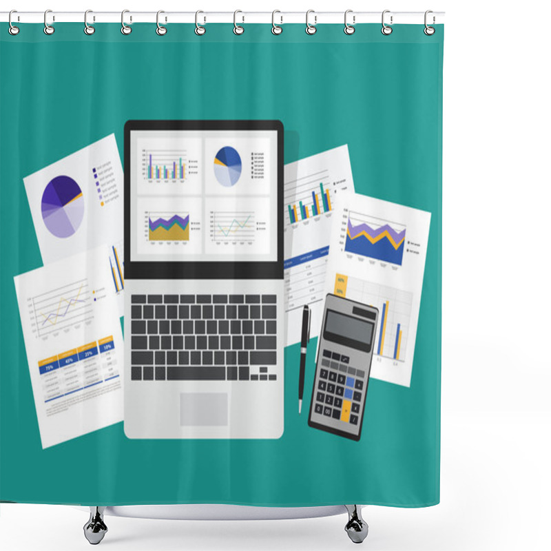 Personality  Business Planning And Business Investment. Graph With Paper Report Shower Curtains