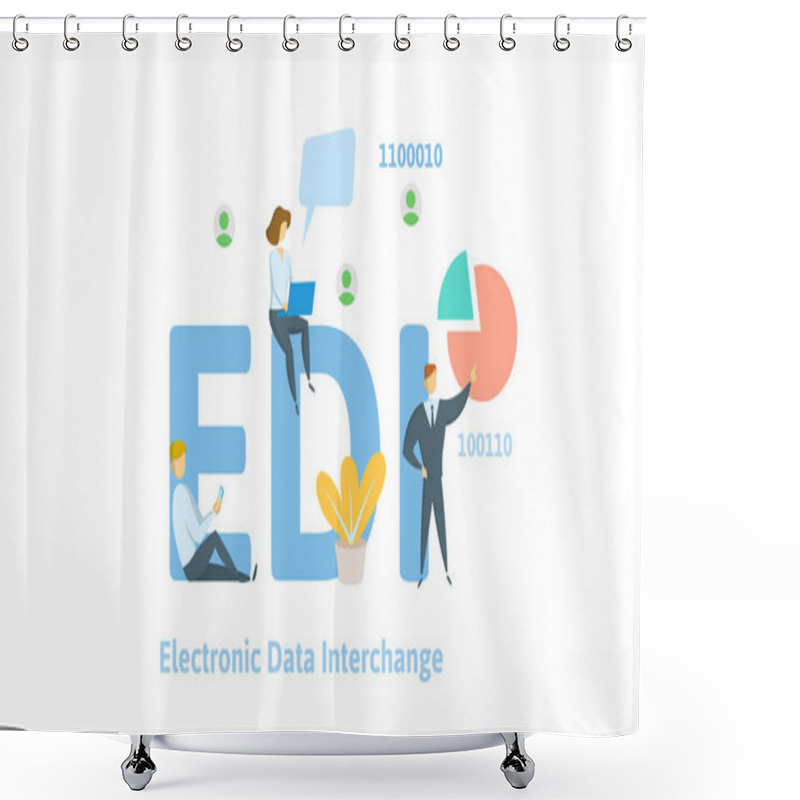 Personality  EDI, Electronic Data Interchange. Concept With Keywords, Letters And Icons. Flat Vector Illustration On White Background. Shower Curtains