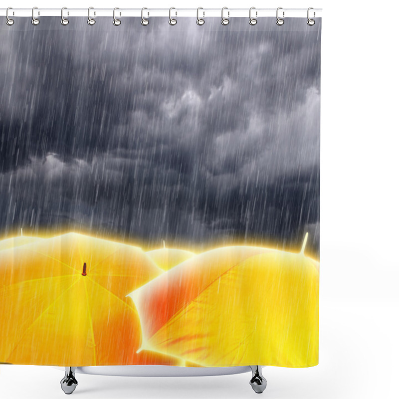 Personality  Umbrellas In Rainy Storm Clouds Shower Curtains