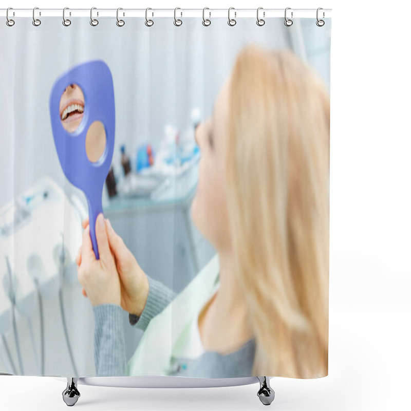 Personality  Woman At Dental Check Up    Shower Curtains