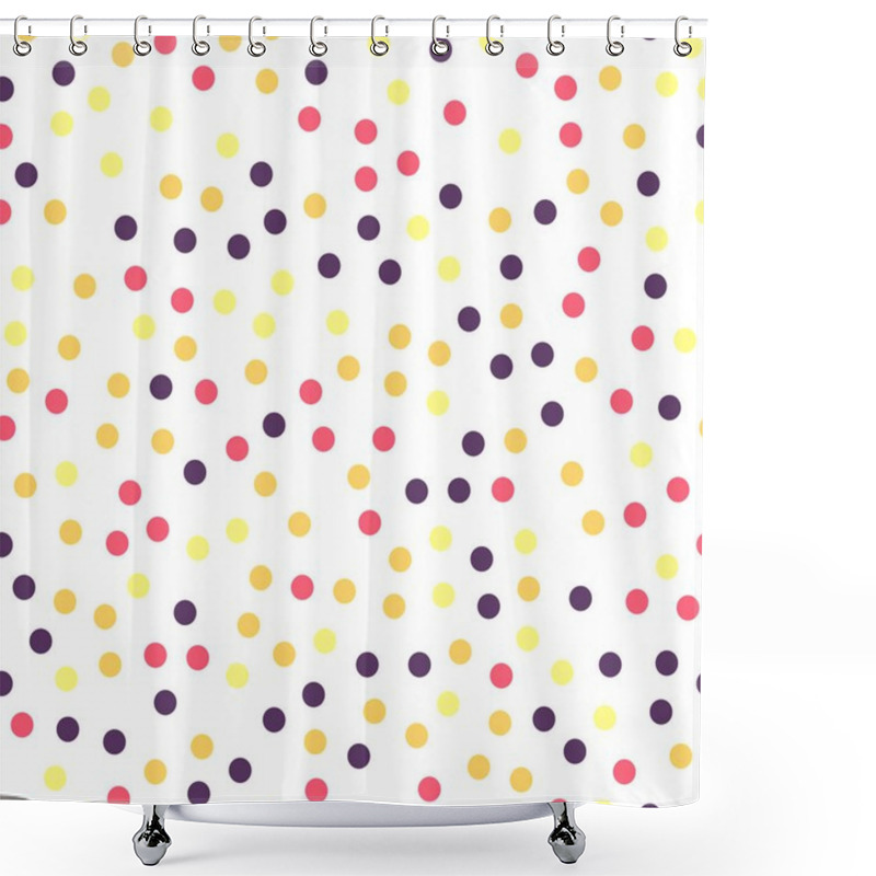 Personality  Colorful Polka Dots Seamless Pattern On White 25 Background Beautiful Classic Colorful Polka Dots Shower Curtains