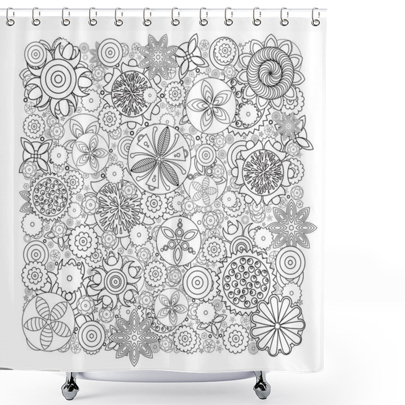 Personality  Vector Monochrome Floral Pattern. Shower Curtains