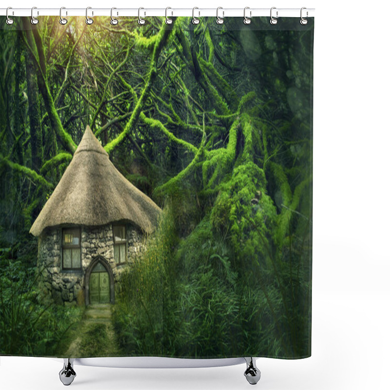 Personality  Fairy Forest With A Small House Shower Curtains