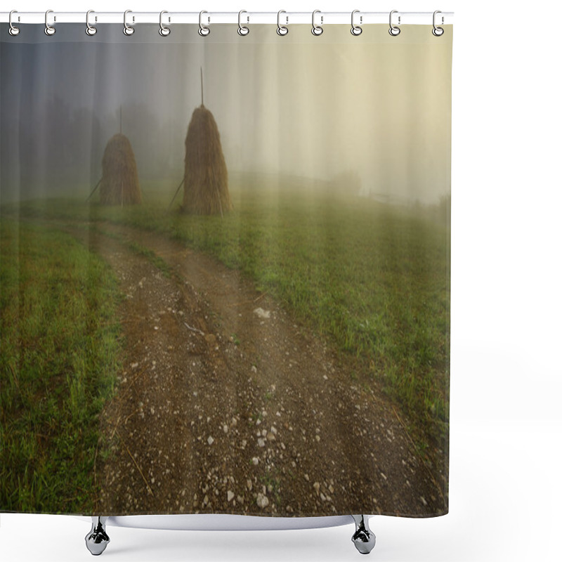 Personality  Haystacks Near The Road Shower Curtains