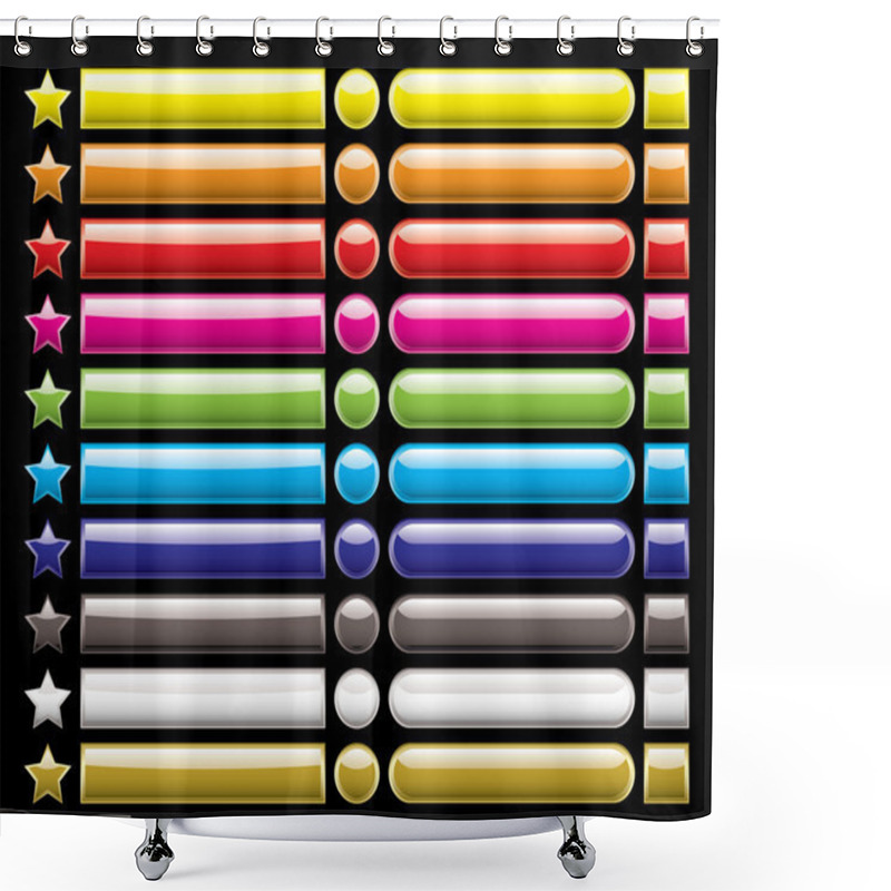 Personality  Button Collection Black Shower Curtains