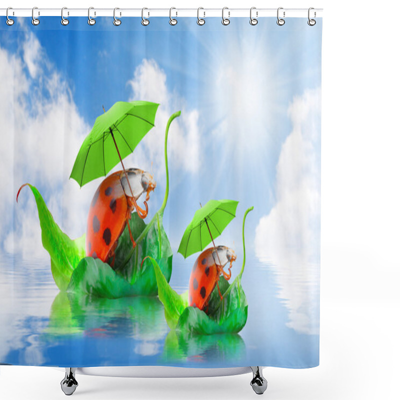 Personality  Two Funny Travelers Going To Holidays. Children's Postcard. Shower Curtains