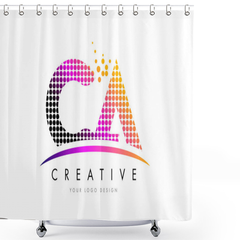 Personality  CA C A Letter Logo Design With Magenta Dots And Swoosh Shower Curtains