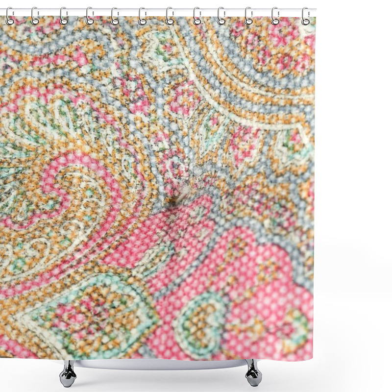 Personality  A Closeup Shot Of A Decorative Patterned Pouffe Textile Shower Curtains