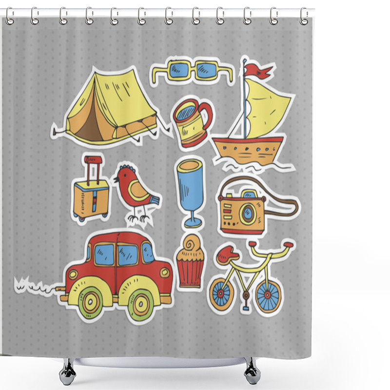 Personality  Independence Day Postcard Design Shower Curtains