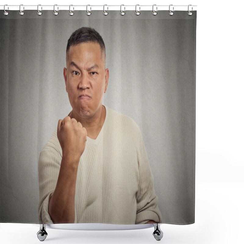 Personality  Angry Middle Aged Man Fist Up Shower Curtains