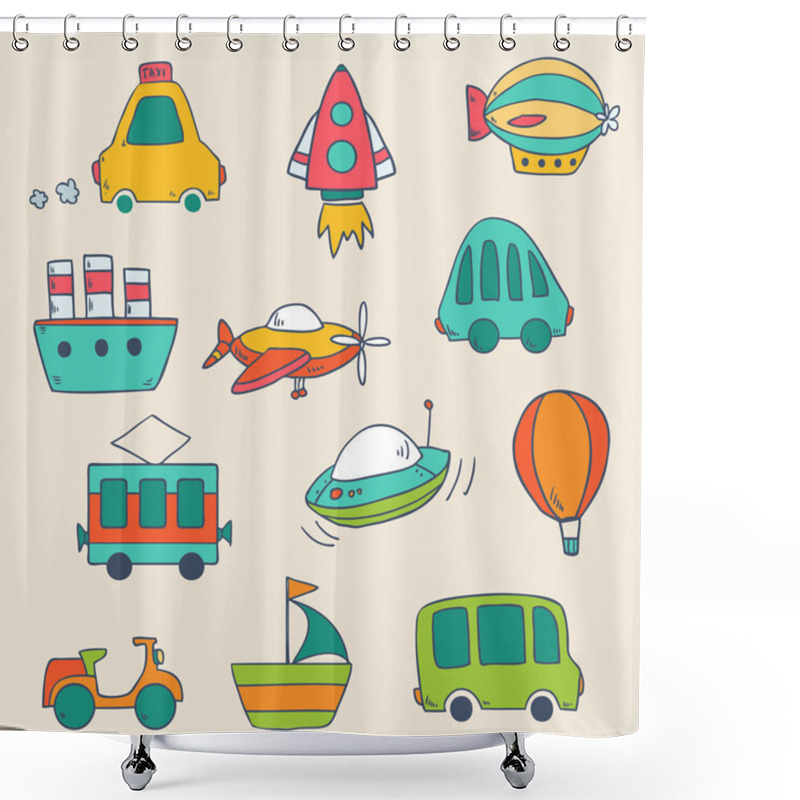 Personality  Transportation Icons Collection Shower Curtains