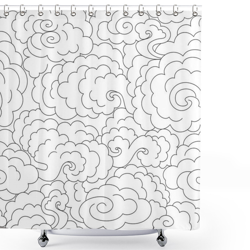 Personality  Seamless Abstract Black Clouds, Fog Background Shower Curtains