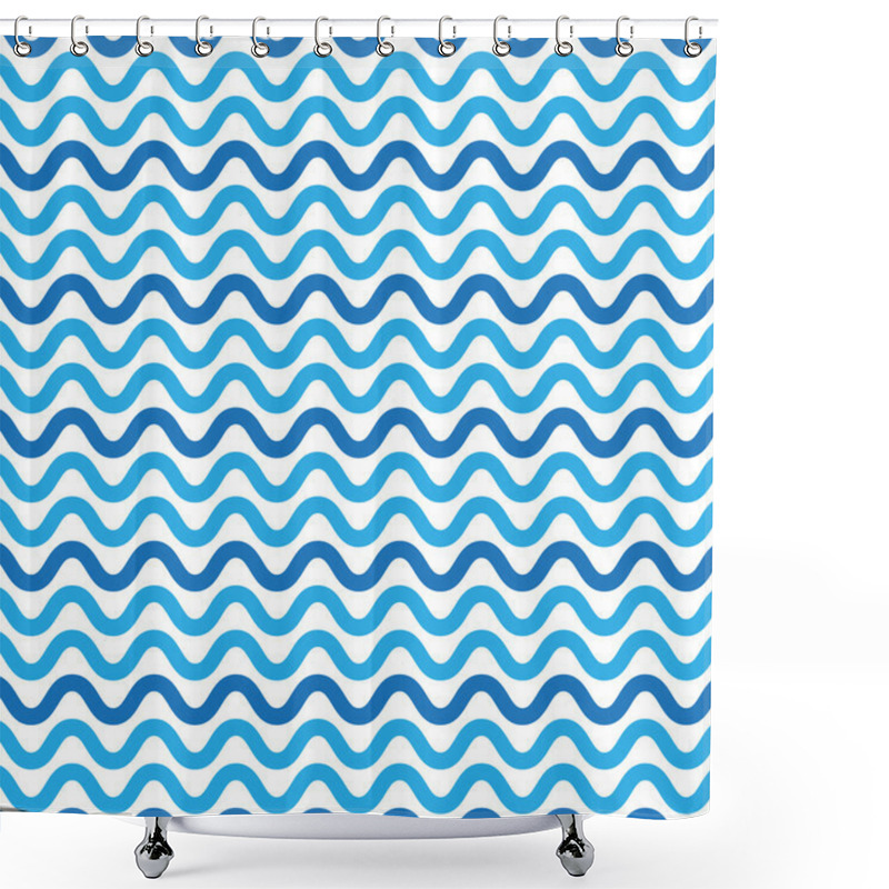 Personality  Blue Wavy Lines Pattern - Background Design Shower Curtains