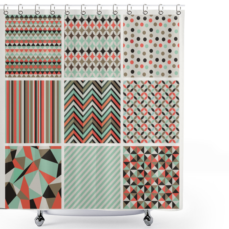 Personality  Seamless Geometric Hipster Background Set. Shower Curtains