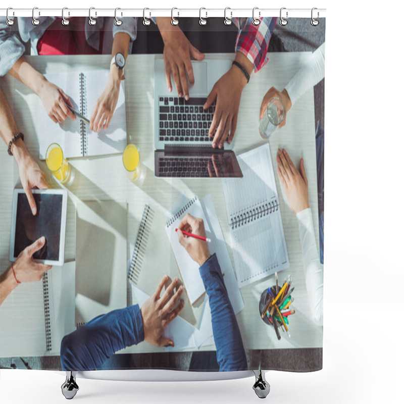 Personality  Students With Devices And Notebooks Shower Curtains