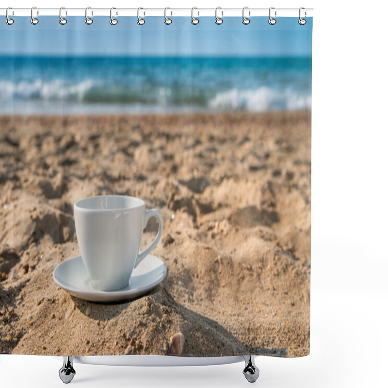 Personality  White Cup With Tea Or Coffee Shower Curtains