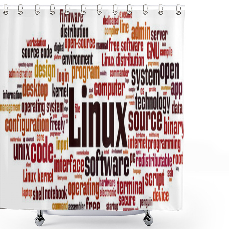 Personality  Linux Word Cloud Concept. Vector Illustration Shower Curtains