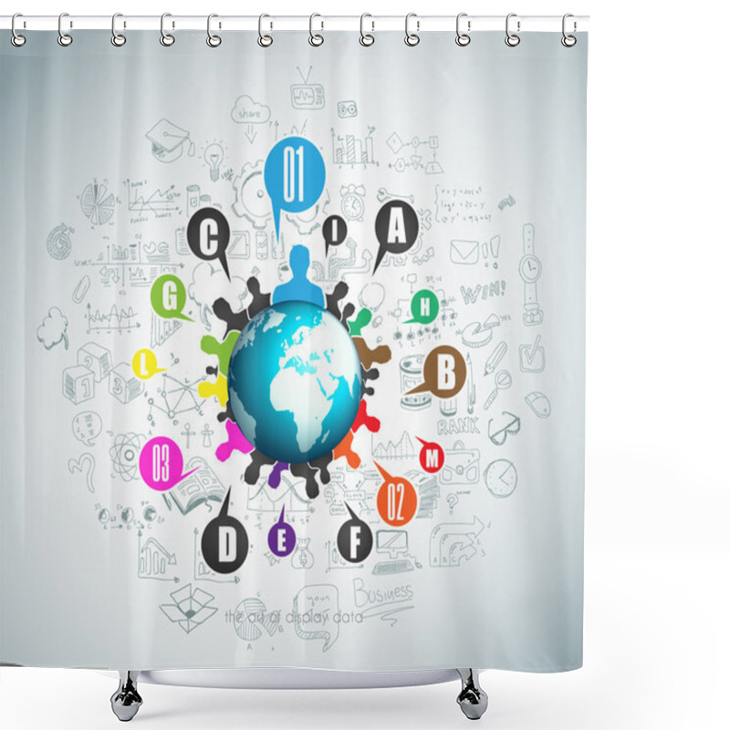 Personality  Flat Style Concept For Social Media Shower Curtains