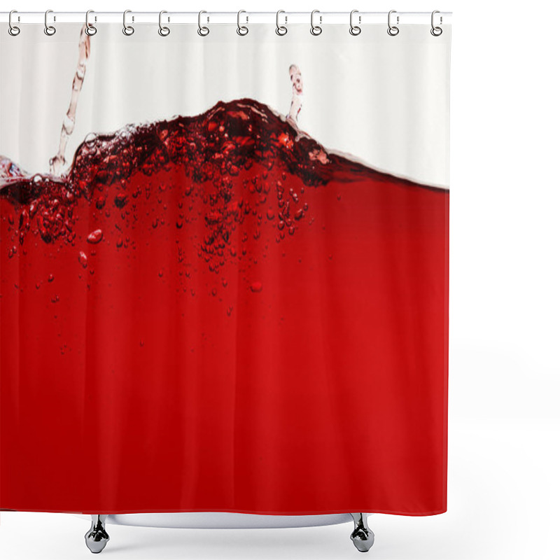 Personality  Red Bright Liquid With Splash Isolated On White Shower Curtains