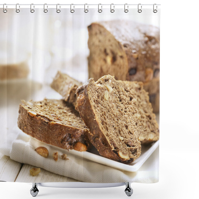 Personality  Sliced Bread With Nuts On A Plate Shower Curtains