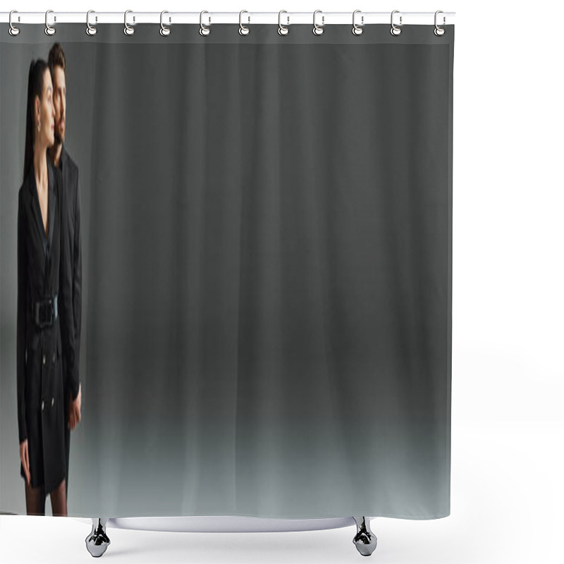 Personality  A Man And A Woman In Elegant Attire Standing Together. Shower Curtains