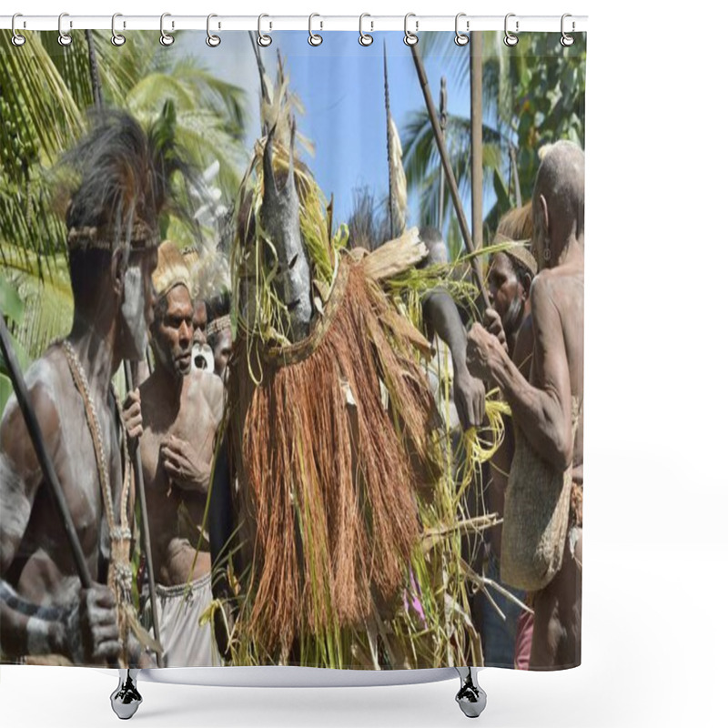 Personality  The Village Follows The Ancestors Embodied In Spirit Mask Shower Curtains