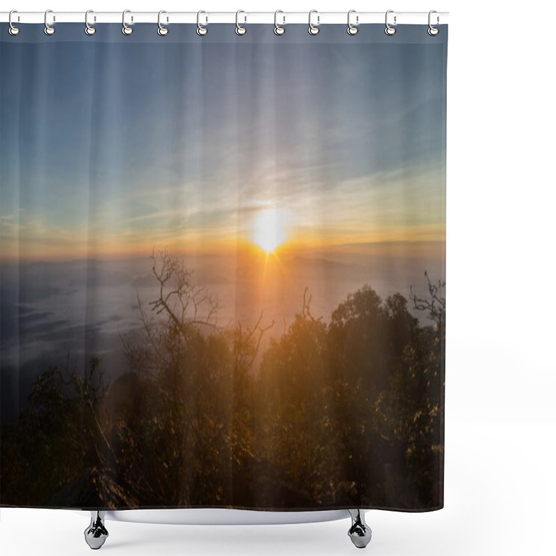 Personality  Morning Mist At Tropical Mountain Range Shower Curtains