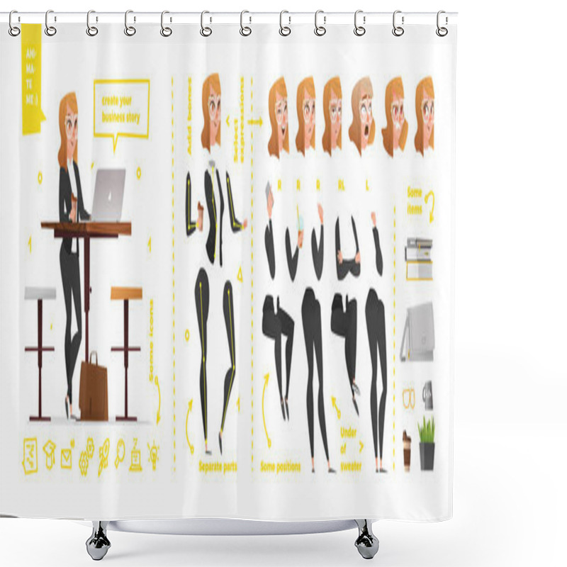 Personality  Stylized Characters Set For Animation Shower Curtains