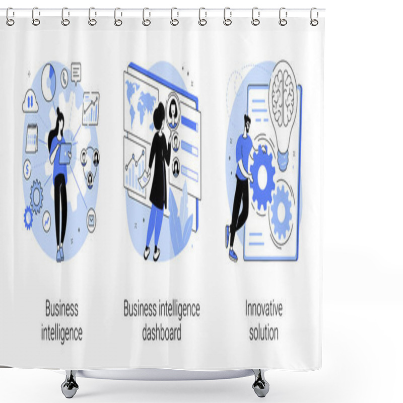 Personality  Performance Tools And Software Solutions Abstract Concept Vector Illustration Set. Business Intelligence, Intelligence Dashboard, Innovative Solution, Data Analysis, KPI Metrics Abstract Metaphor. Shower Curtains