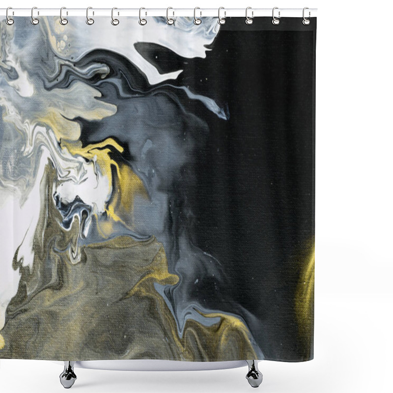 Personality  Black And Gold Creative Abstract Hand Painted Background, Marble Shower Curtains