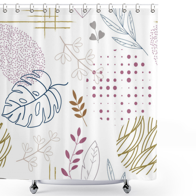 Personality  Seamless Abstract Geometric Pattern With Natural Elements. Shower Curtains