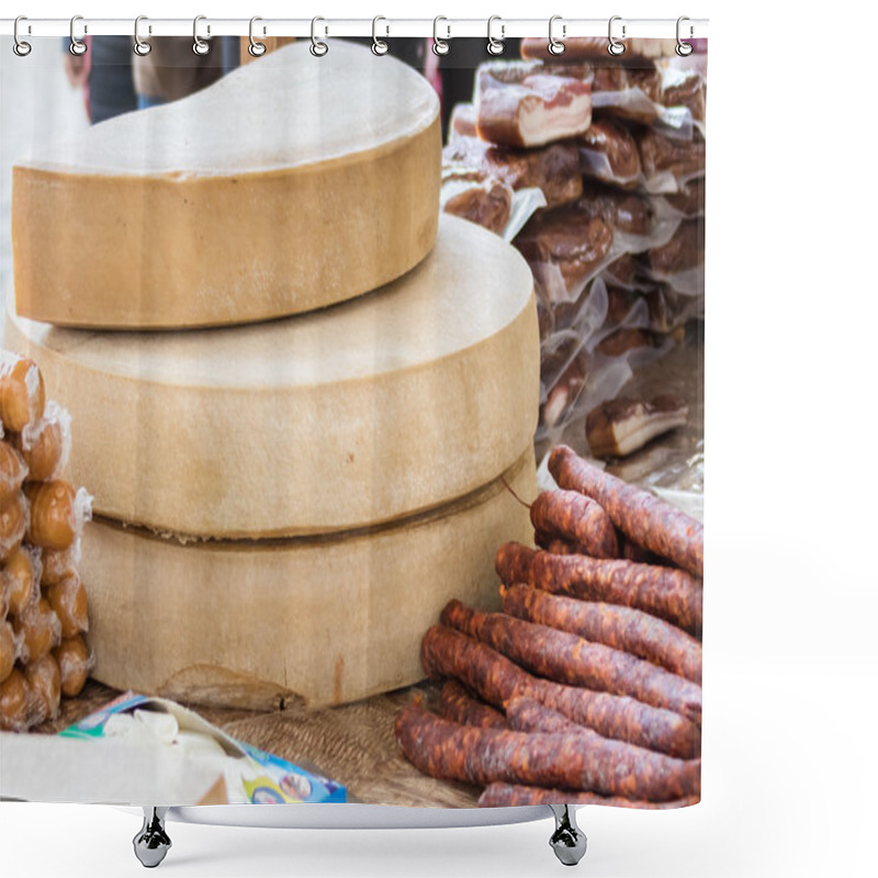 Personality  Smoked Sausages And Cheeses Shower Curtains