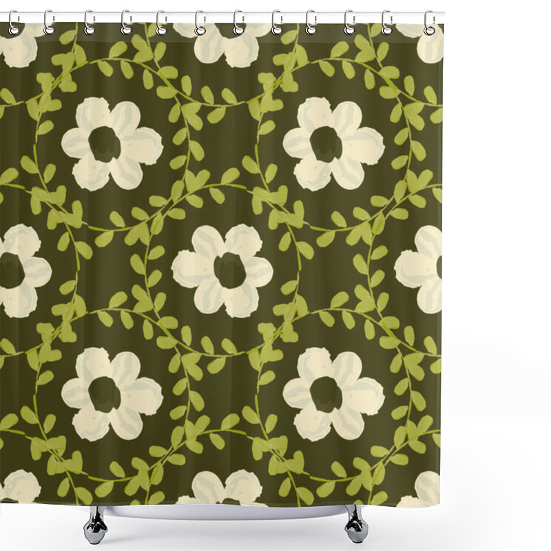 Personality  Little Flowers And Leafs Seamless Repeat Pattern Print Background Shower Curtains