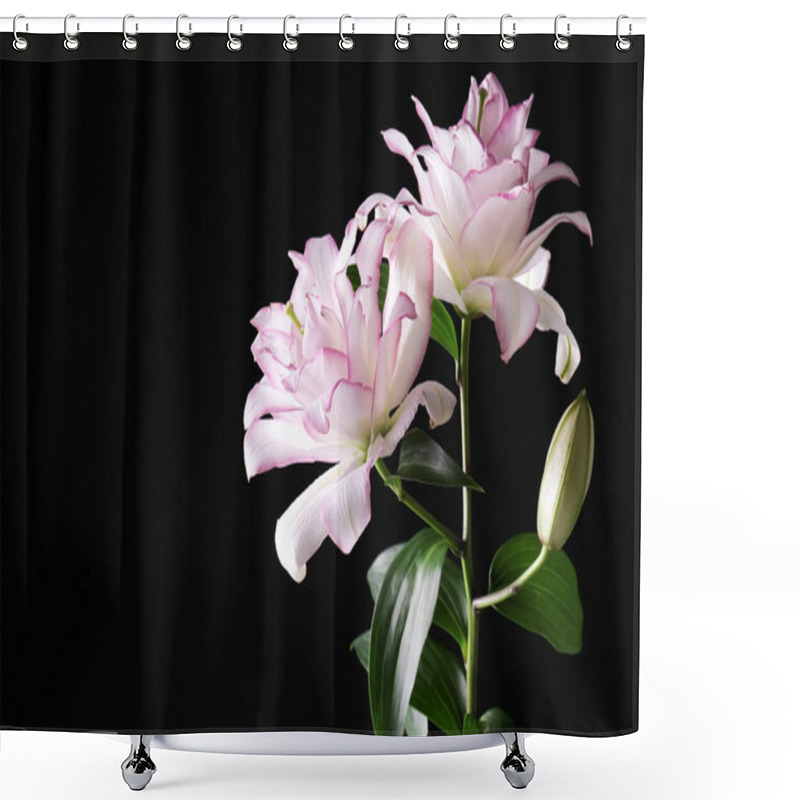 Personality  Beautiful Lilies On Dark Background Shower Curtains